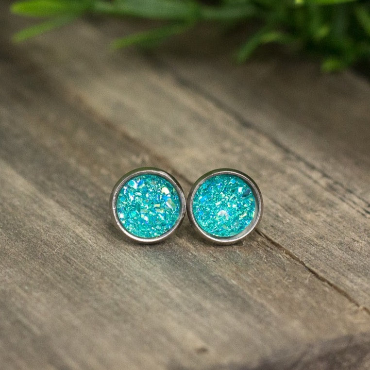Mini Turquoise Druzy Studs