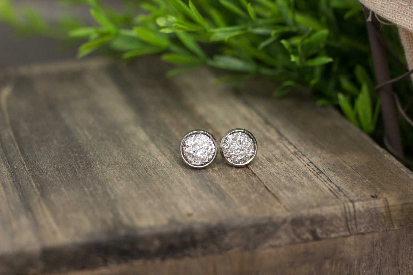 Mini Silver Druzy Studs
