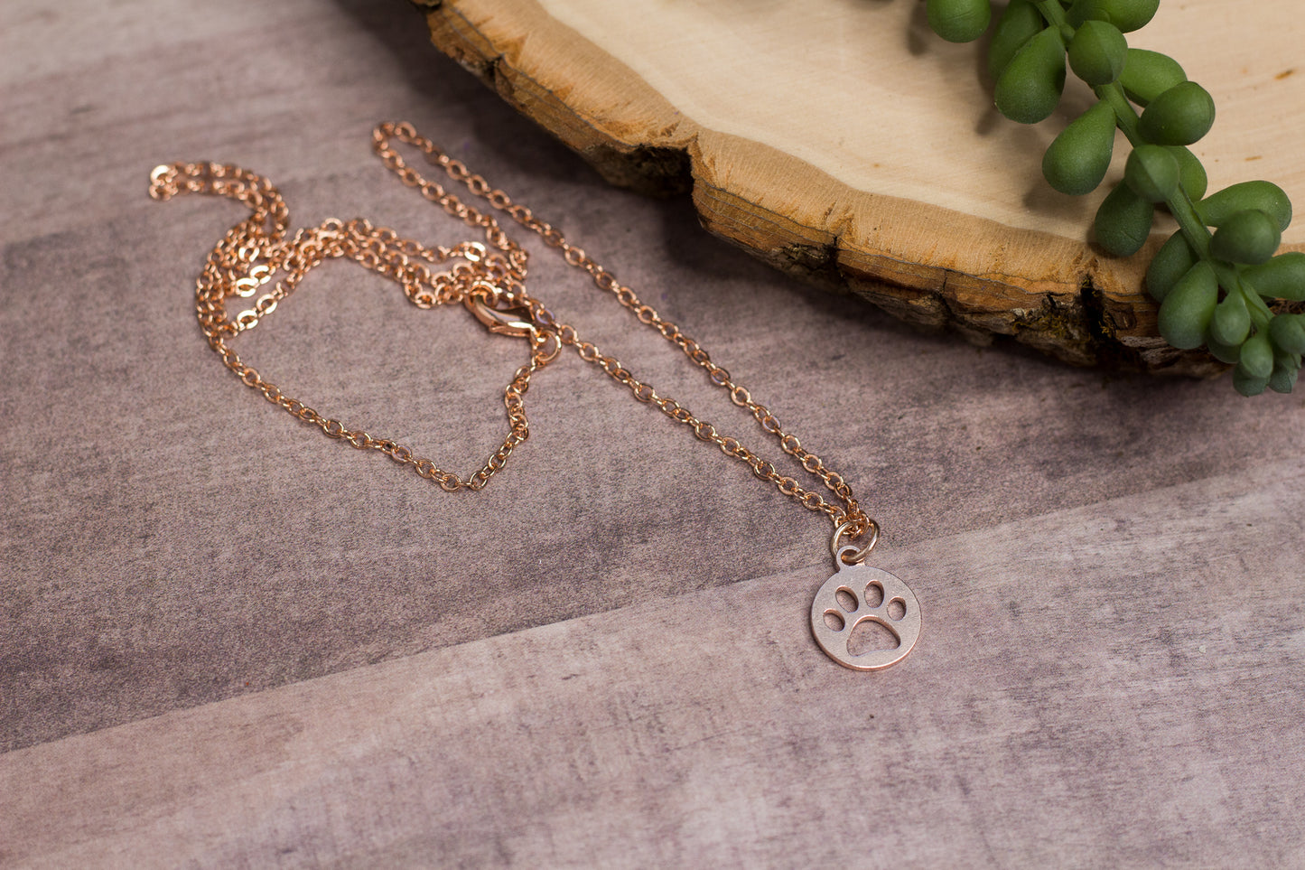 Rose Gold Paw Print Necklace