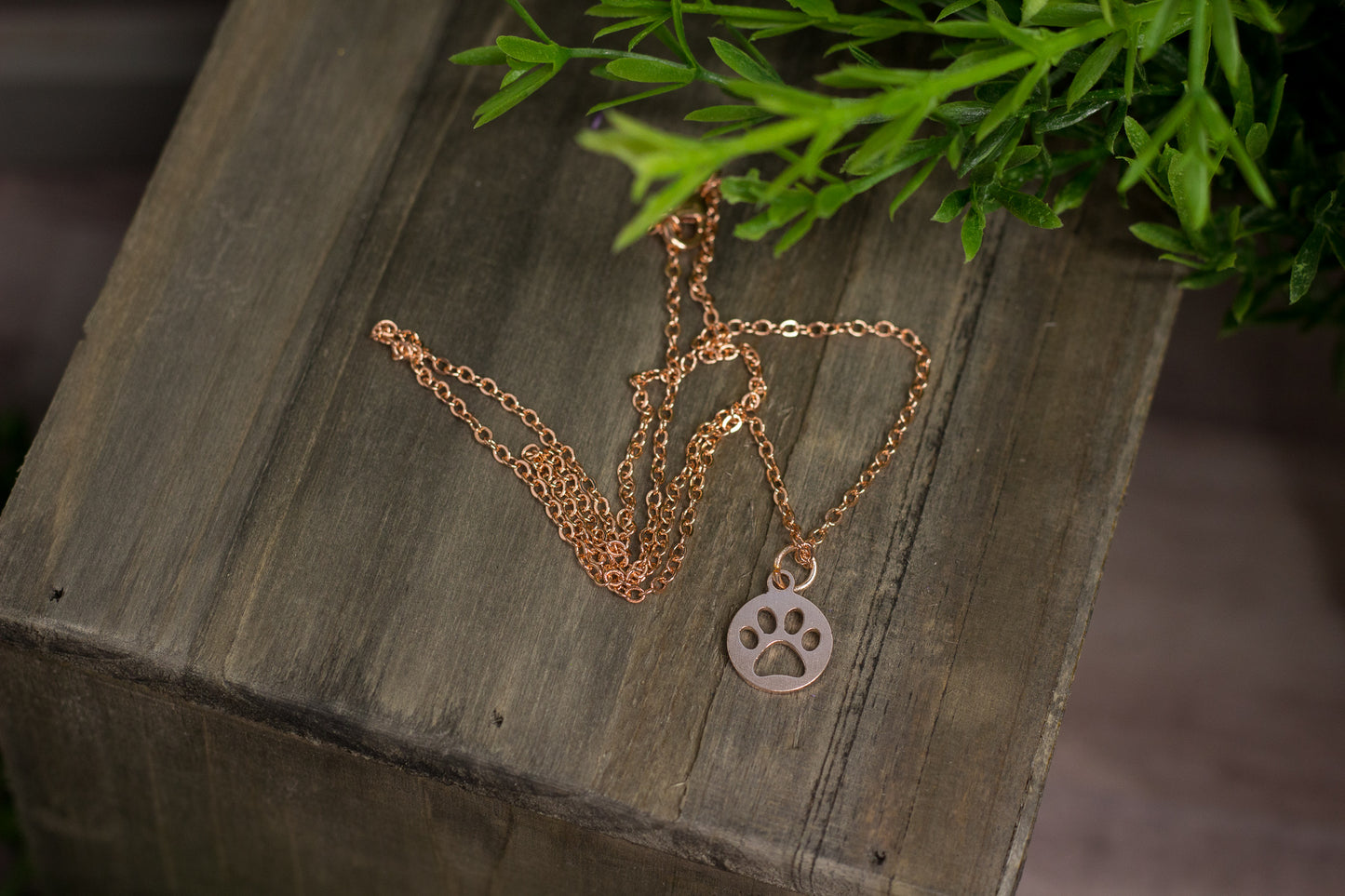 Rose Gold Paw Print Necklace