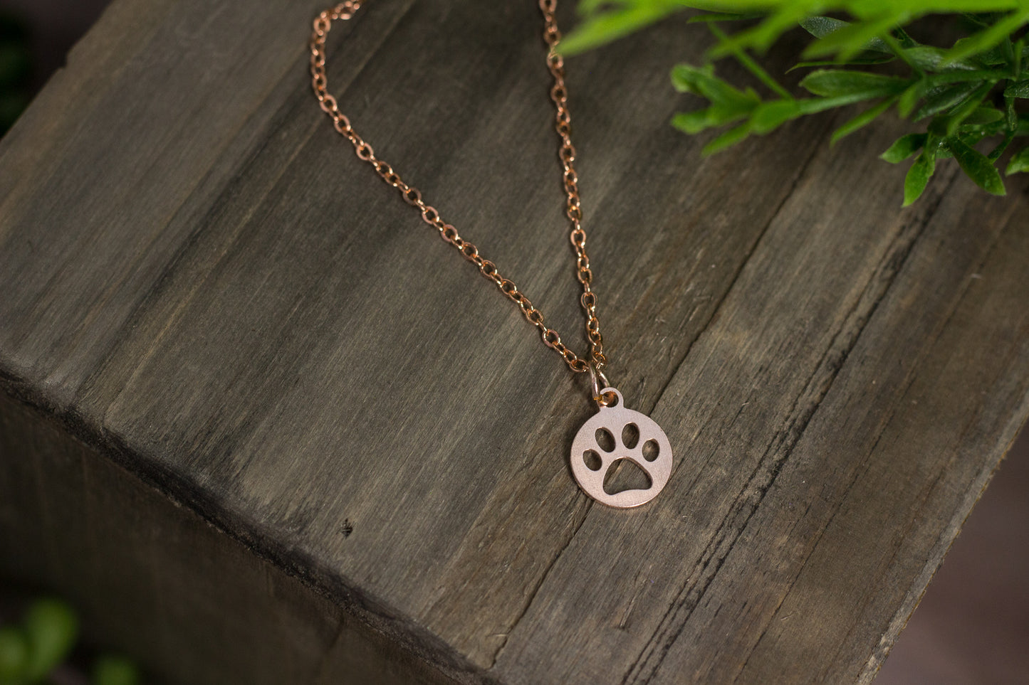 Rose Gold Paw Print Necklace