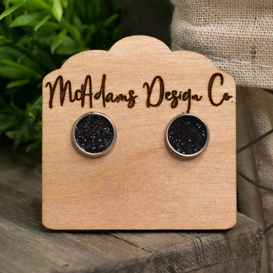 Glitter Faux Leather Studs