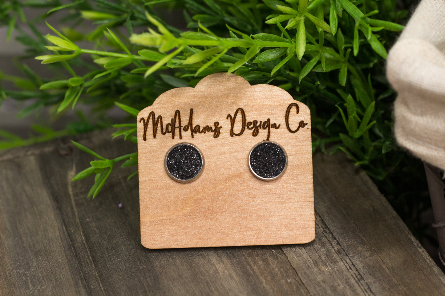 Glitter Faux Leather Studs