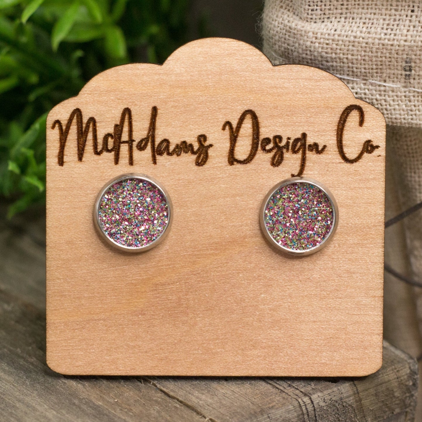 Glitter Faux Leather Studs