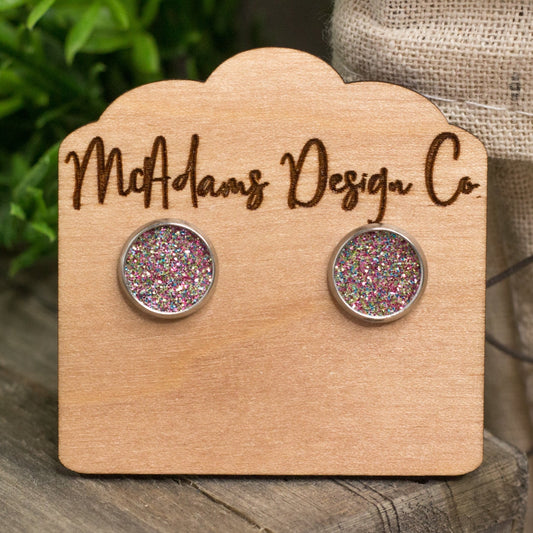 Glitter Faux Leather Studs