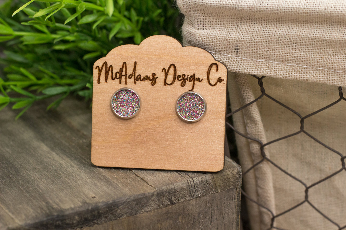 Glitter Faux Leather Studs