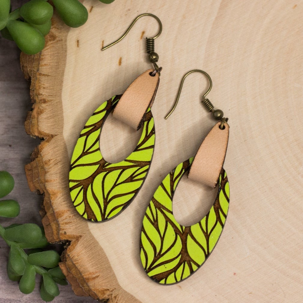 Painted wood deals earrings