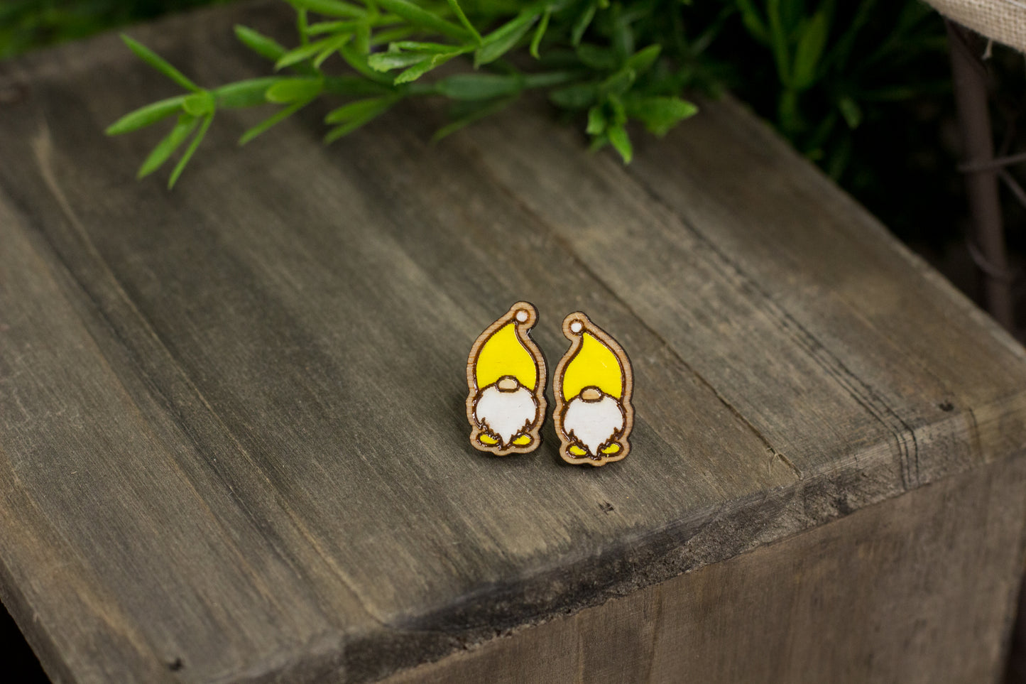 Yellow Gnome Wooden Studs
