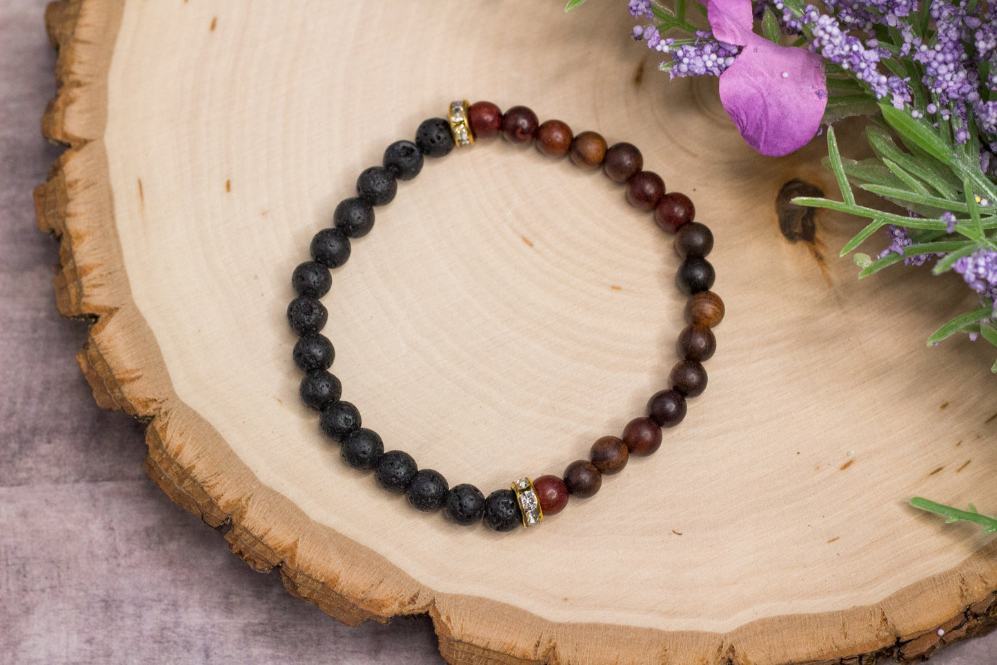 Wood & Lava Rock Bracelet