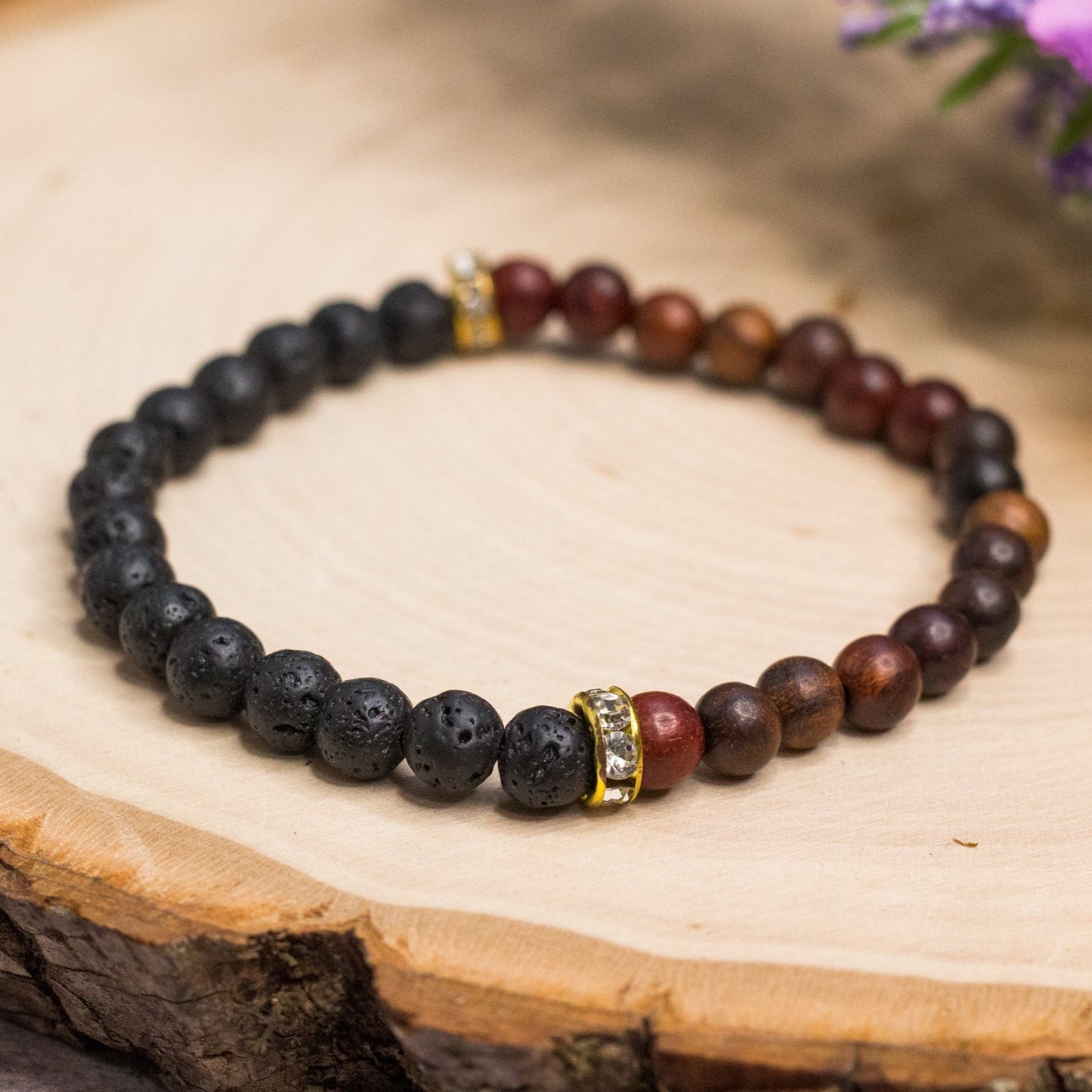 Wood & Lava Rock Bracelet