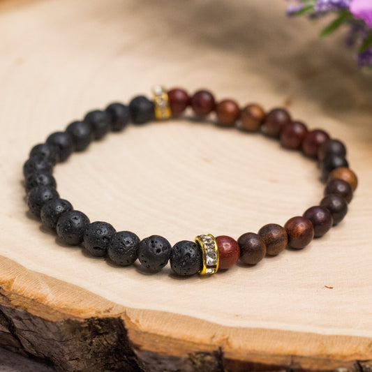 Wood & Lava Rock Bracelet