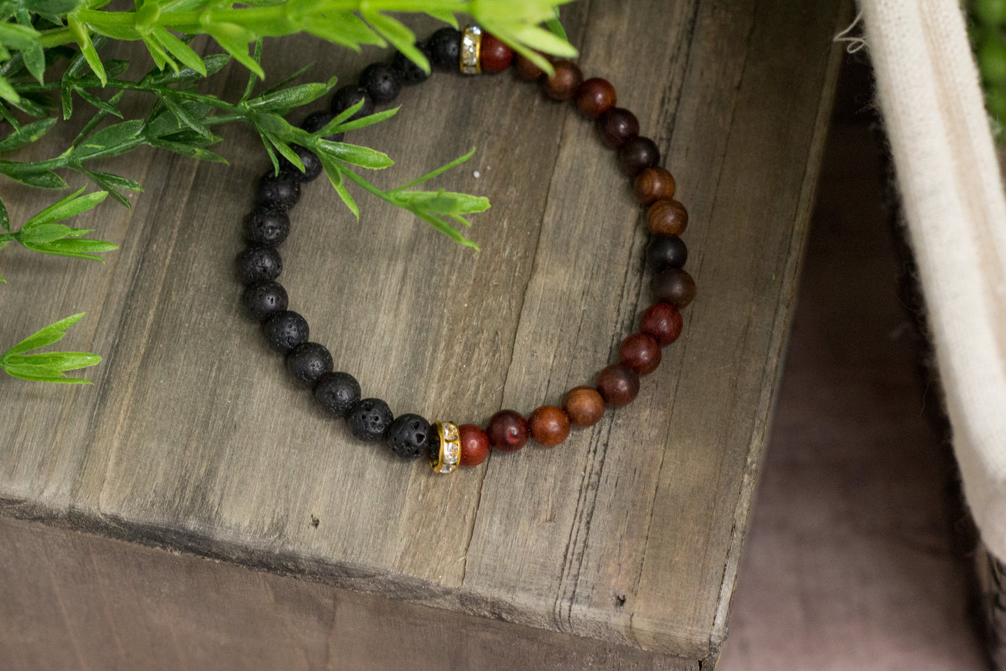 Wood & Lava Rock Bracelet