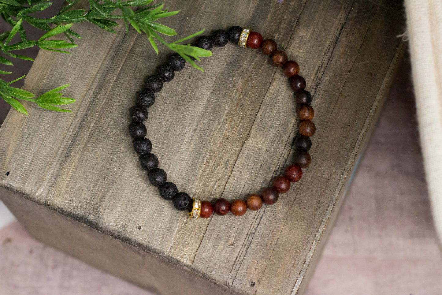 Wood & Lava Rock Bracelet
