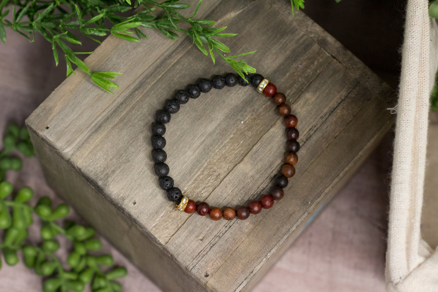 Wood & Lava Rock Bracelet