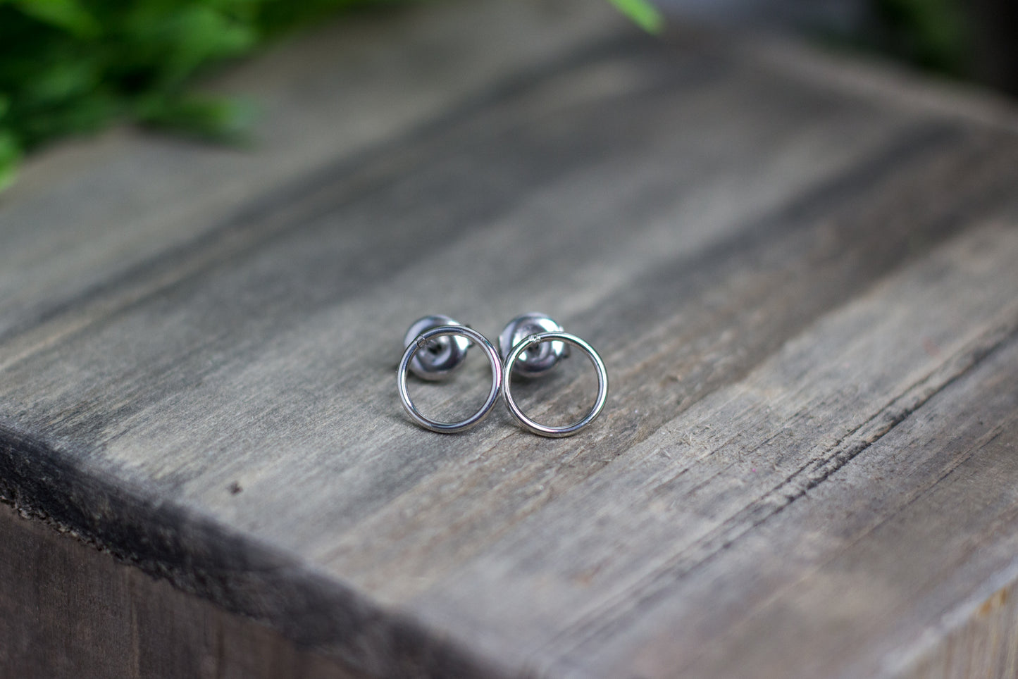 Tiny Silver Hollow Circle Studs