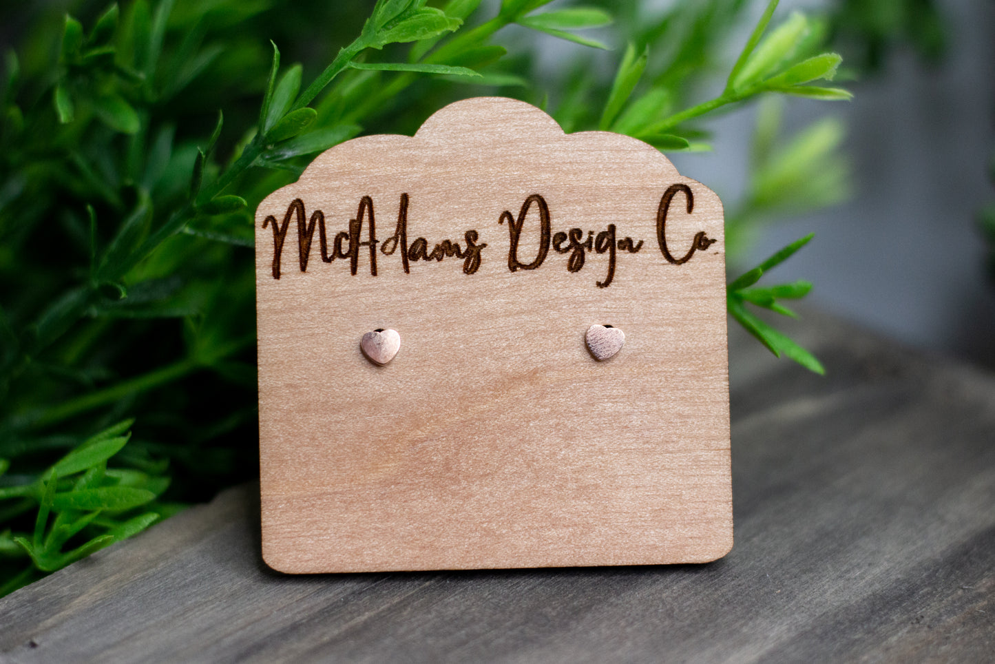 Tiny Rose Gold Heart Studs