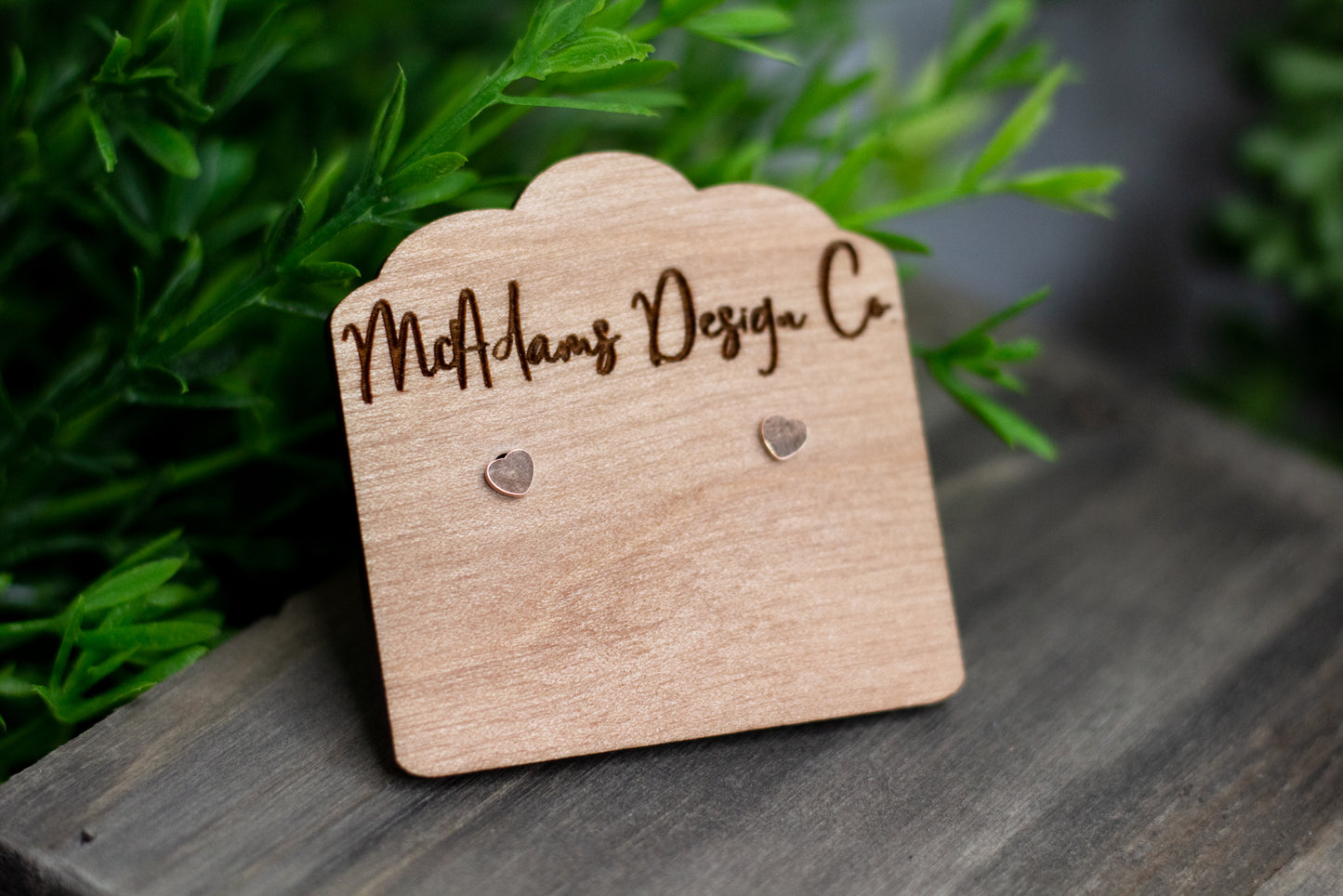 Tiny Rose Gold Heart Studs