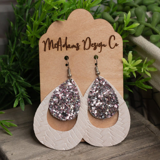 Textured Glitter Faux Leather Earrings