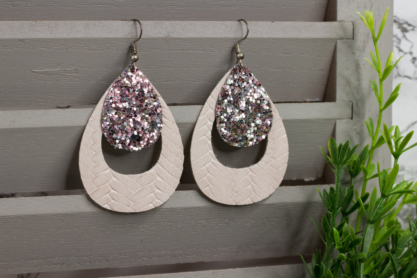 Textured Glitter Faux Leather Earrings