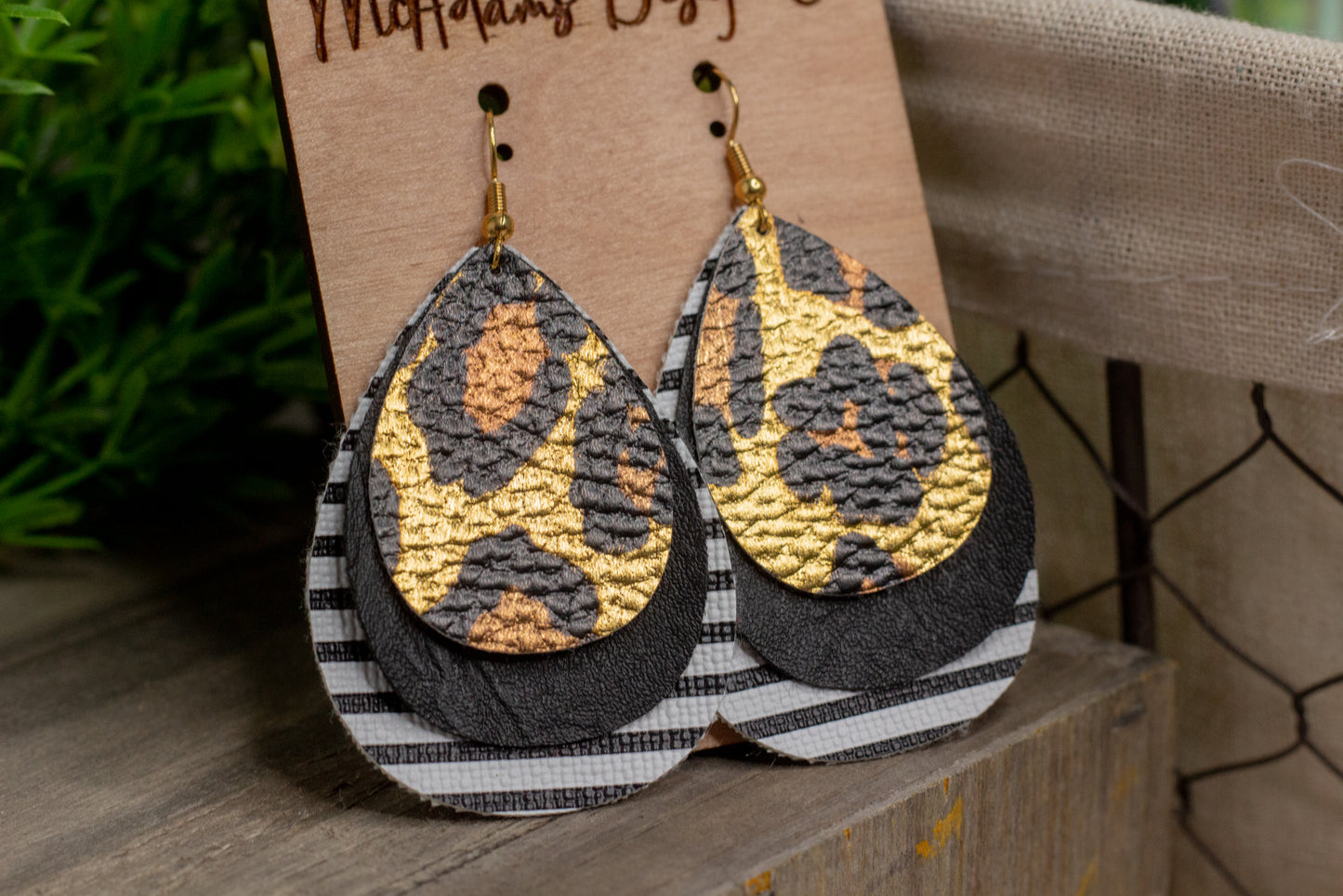 Layered Cheetah Faux Leather Earrings