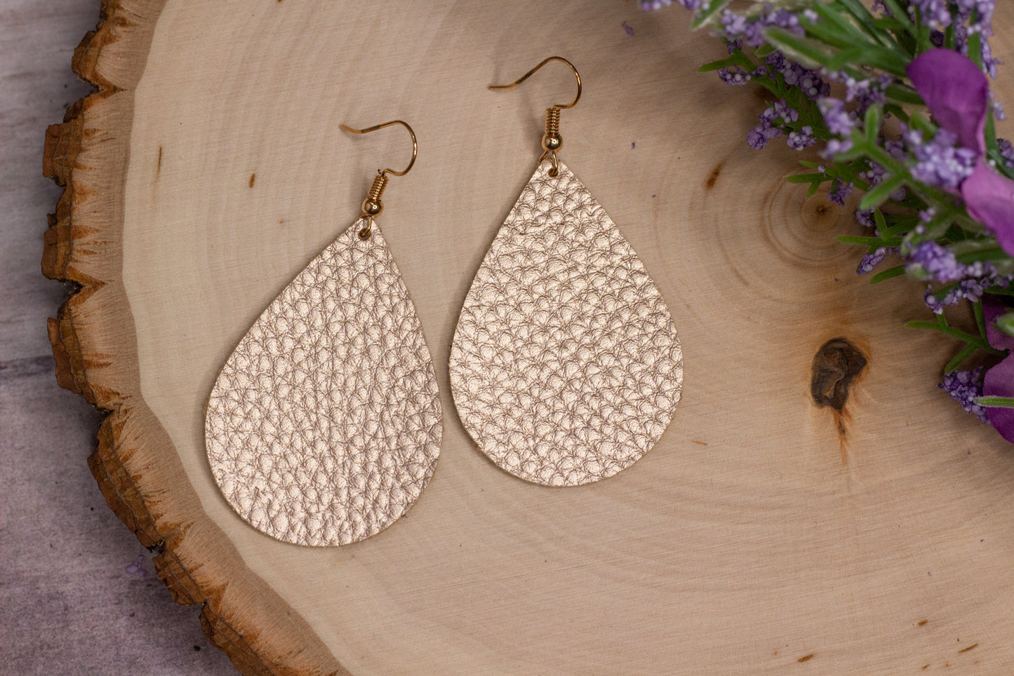 Gold Leather Earrings