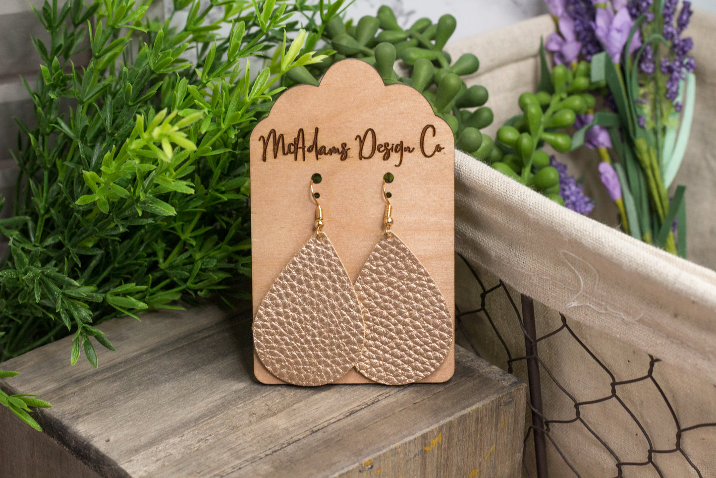 Gold Leather Earrings