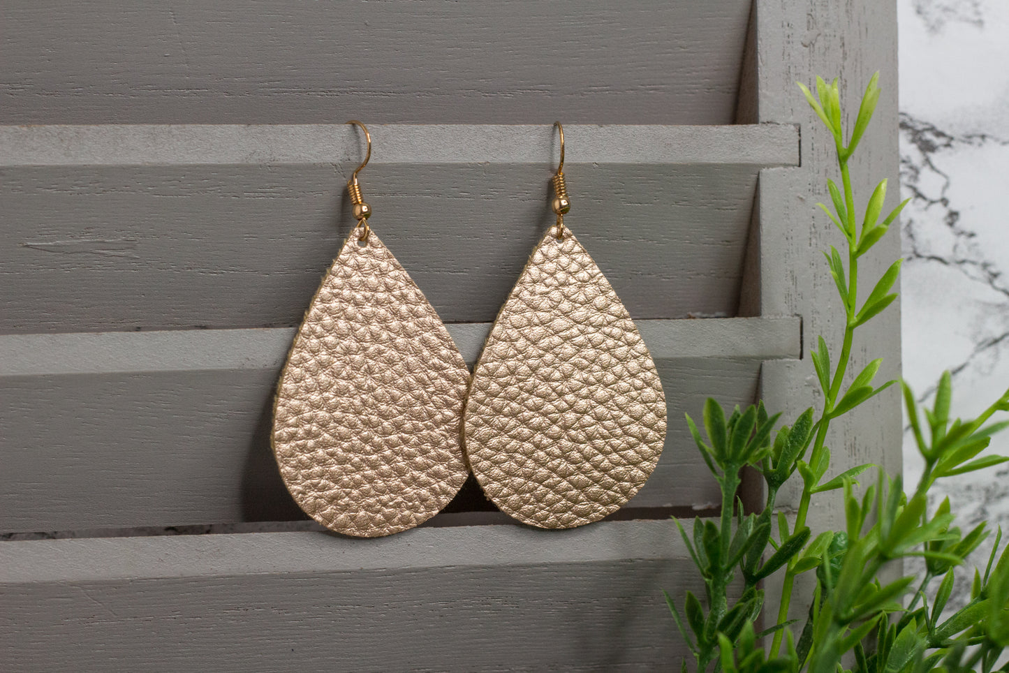Gold Leather Earrings