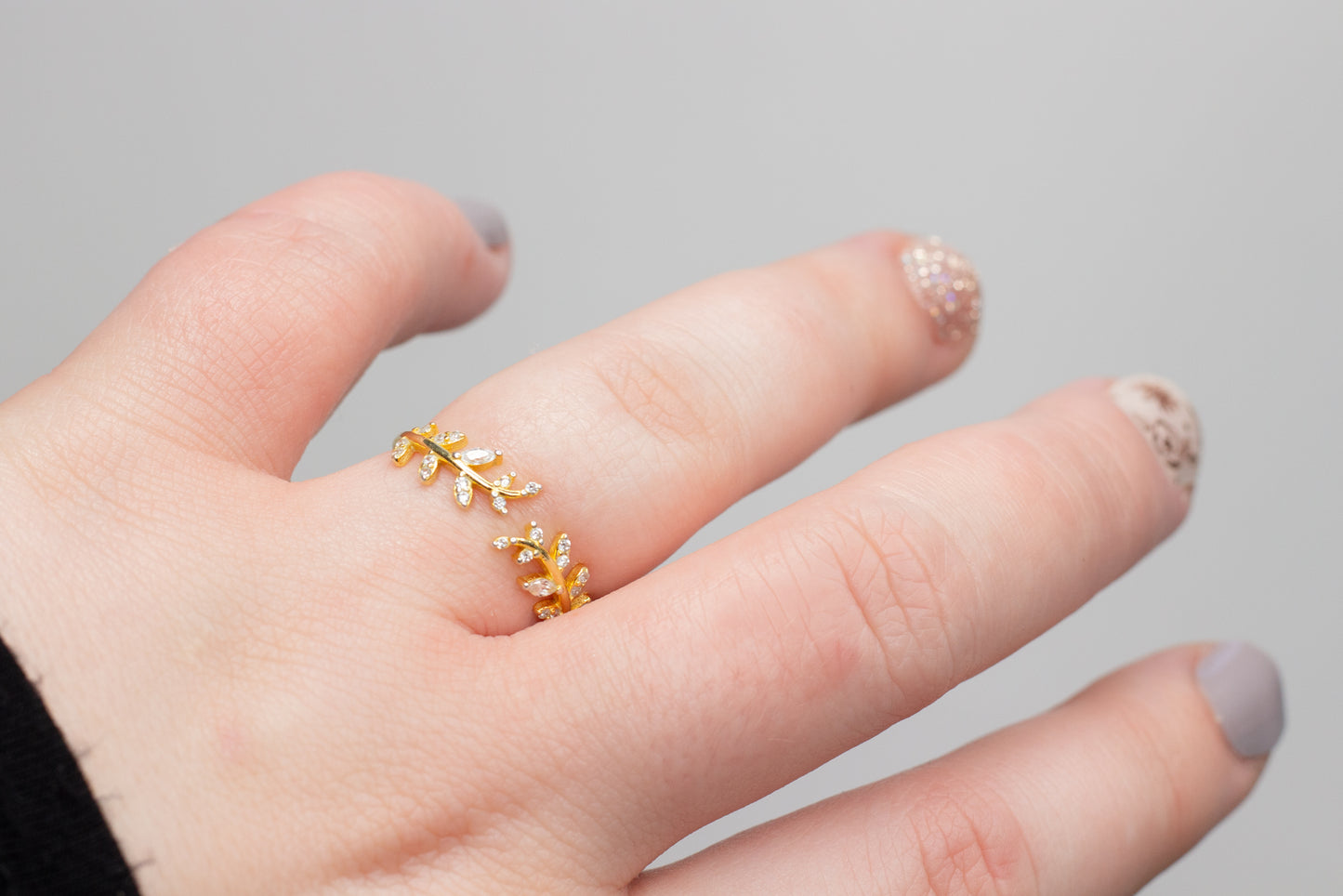 Gold Sterling Silver Leaf Ring
