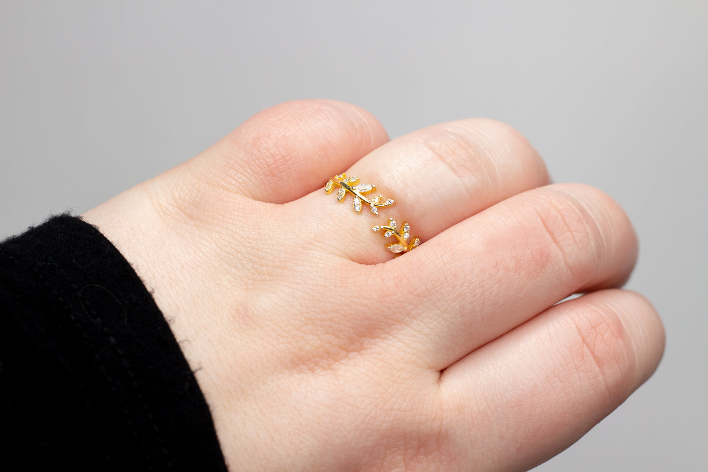 Gold Sterling Silver Leaf Ring
