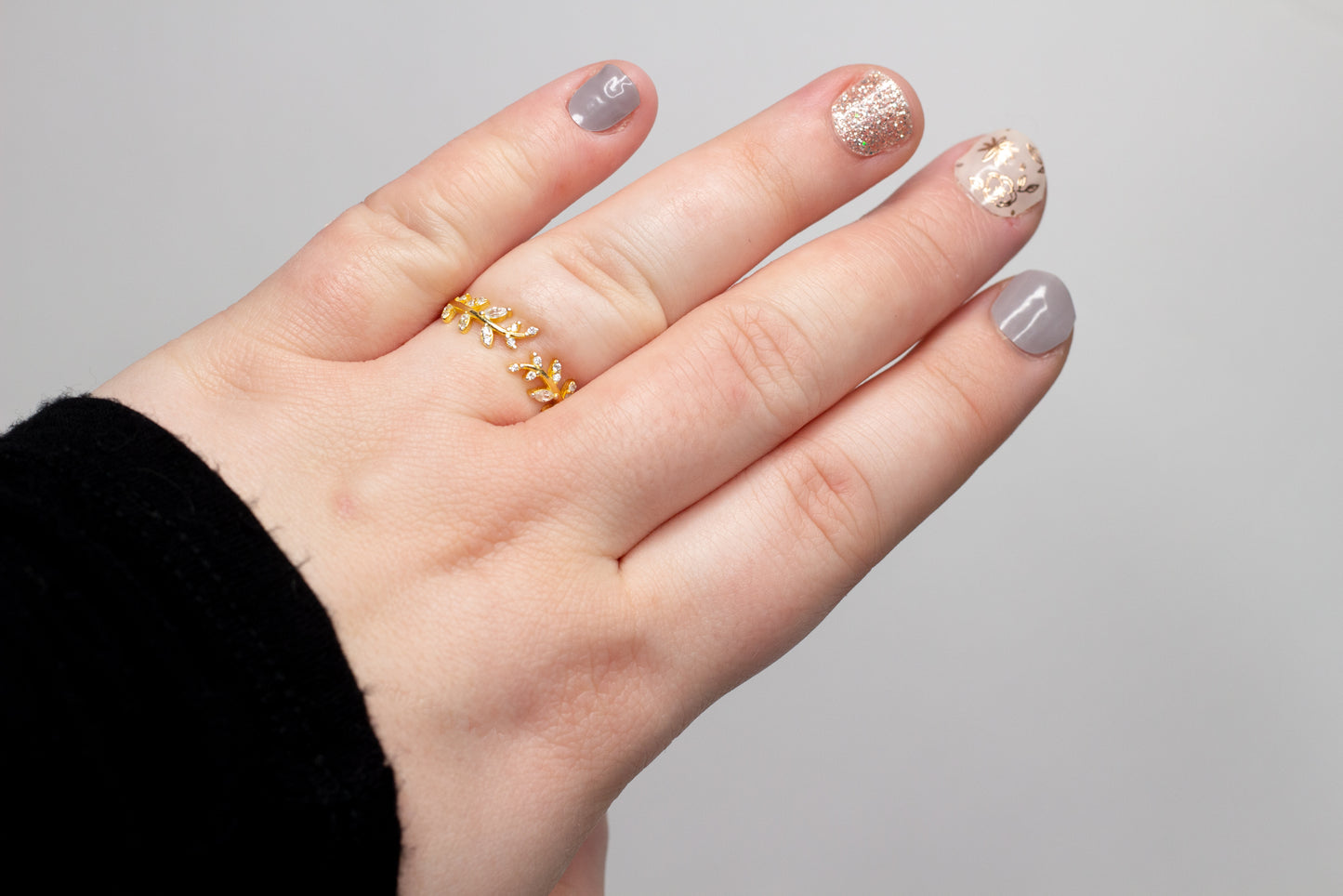 Gold Sterling Silver Leaf Ring