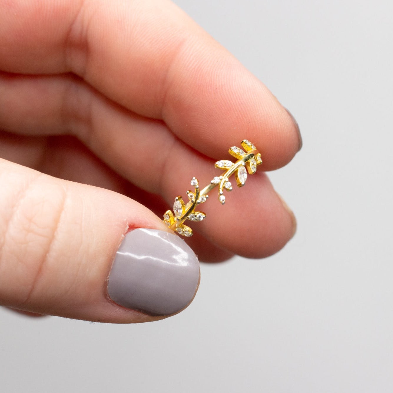 Gold Sterling Silver Leaf Ring
