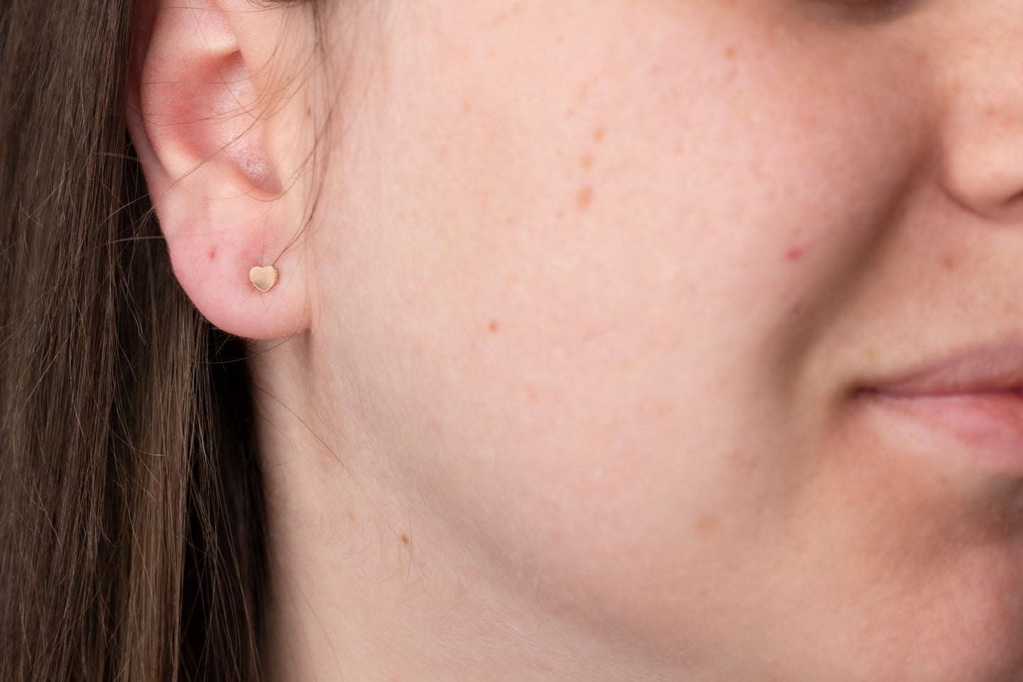Tiny Rose Gold Heart Studs