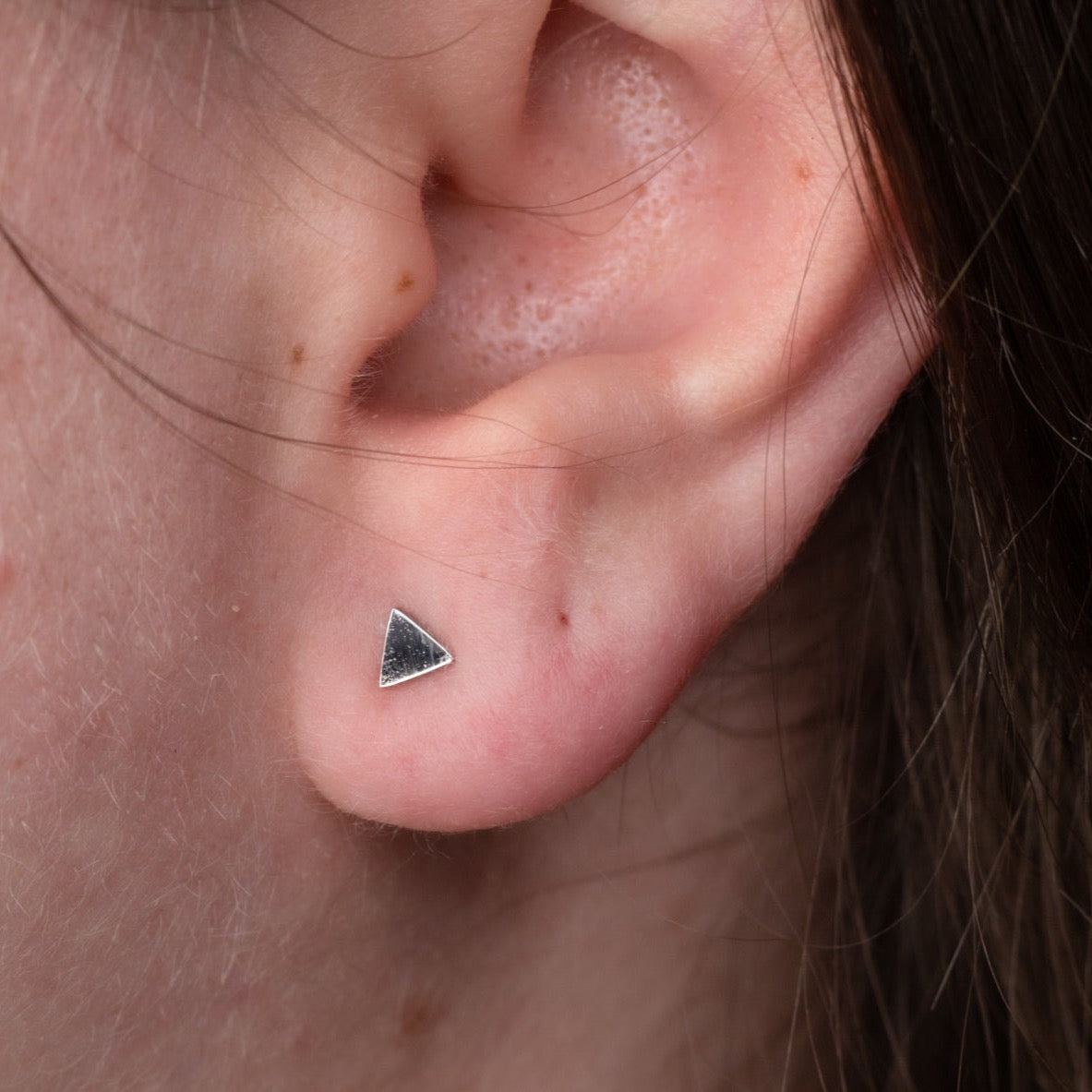 Tiny Silver Triangle Studs