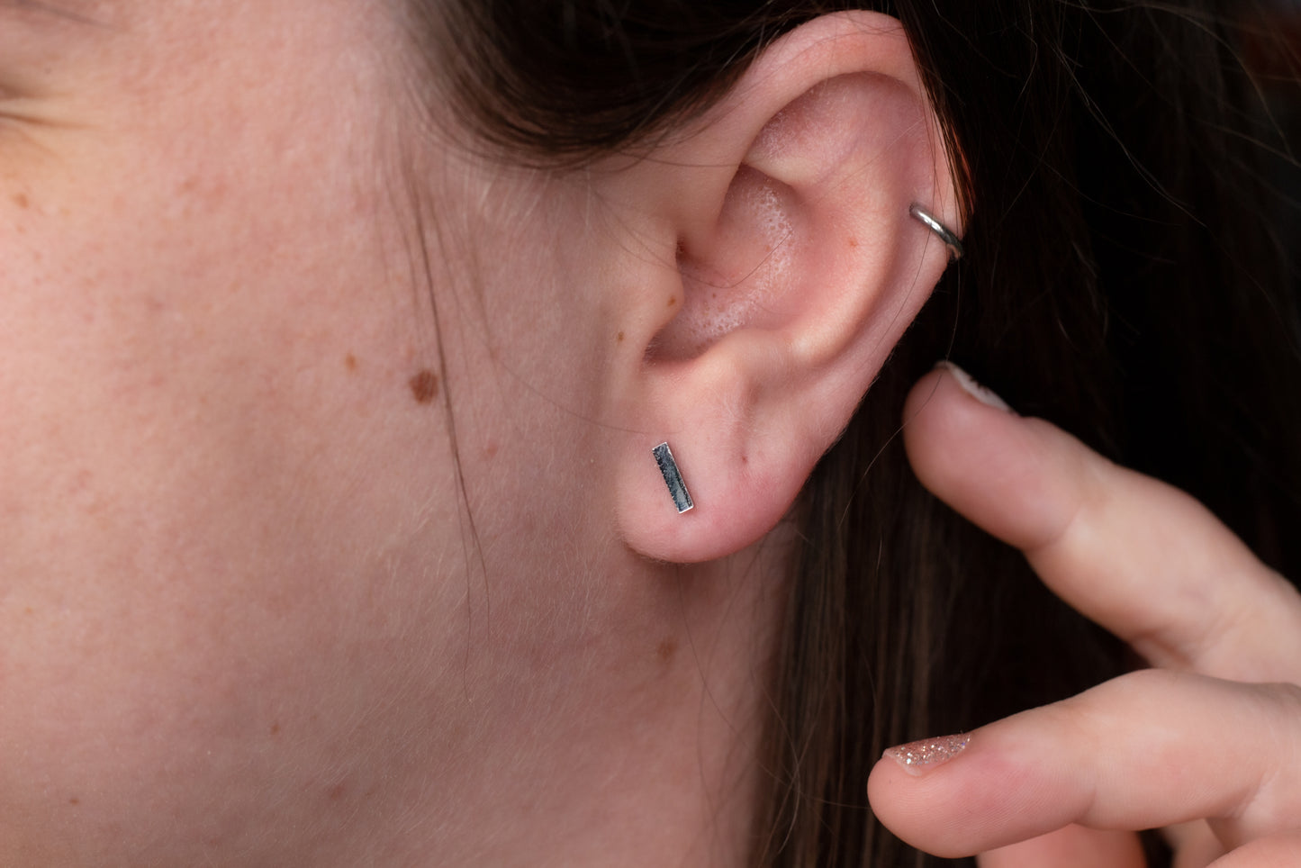 Tiny Silver Bar Studs