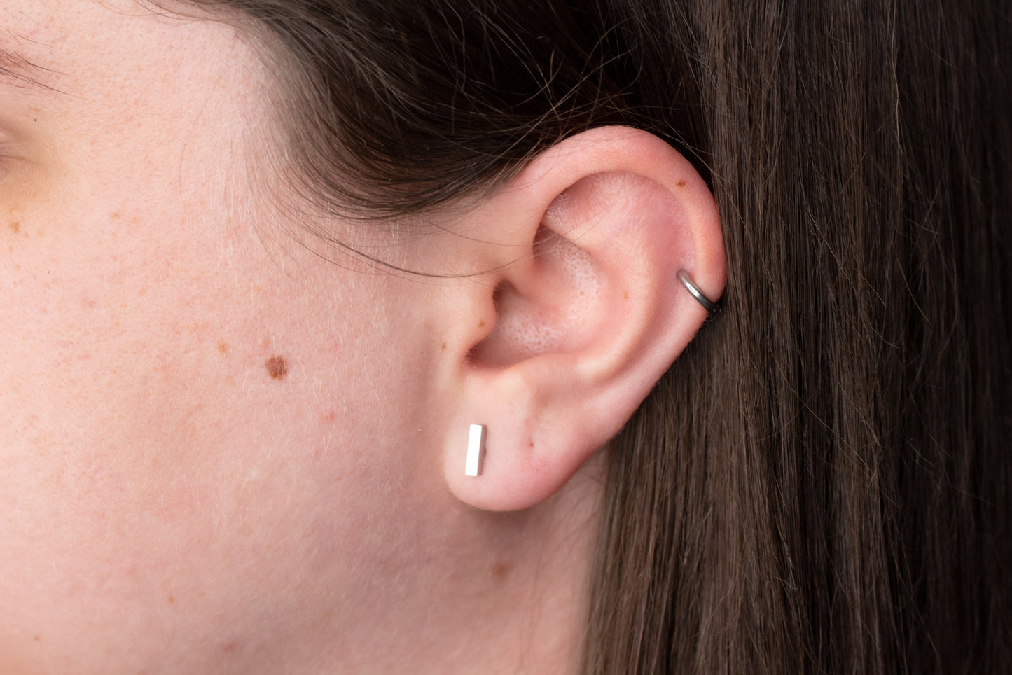 Tiny Silver Bar Studs