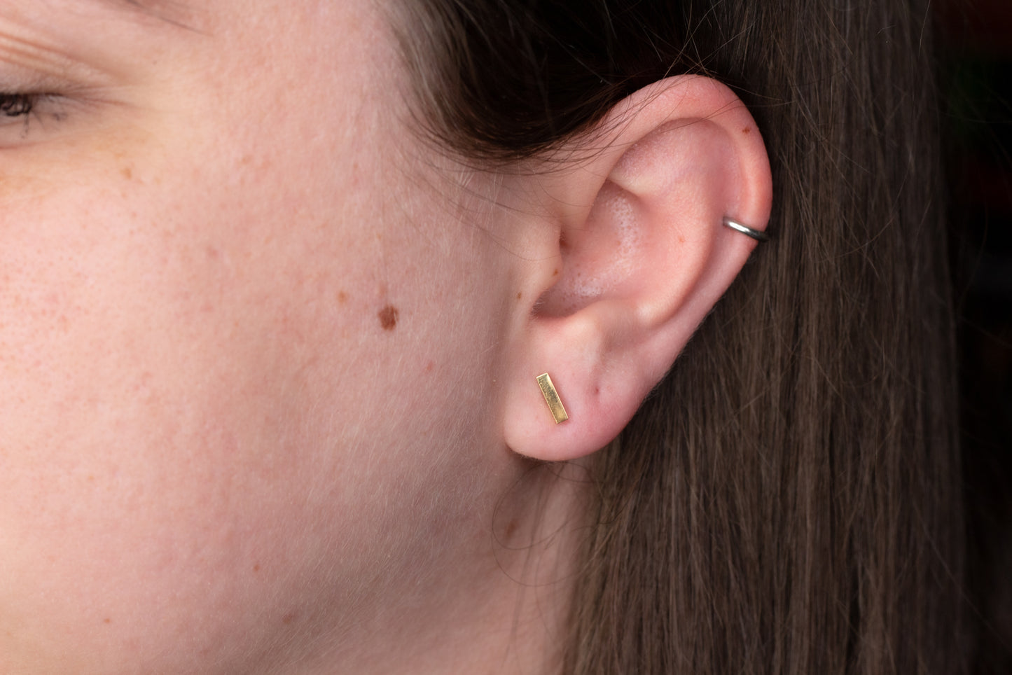 Tiny Gold Bar Studs