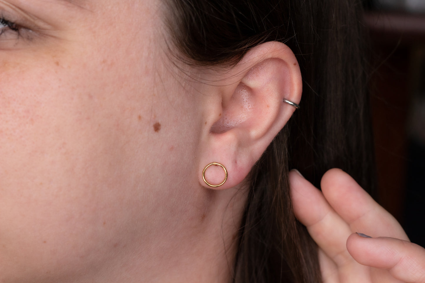 Tiny Gold Hollow Circle Studs