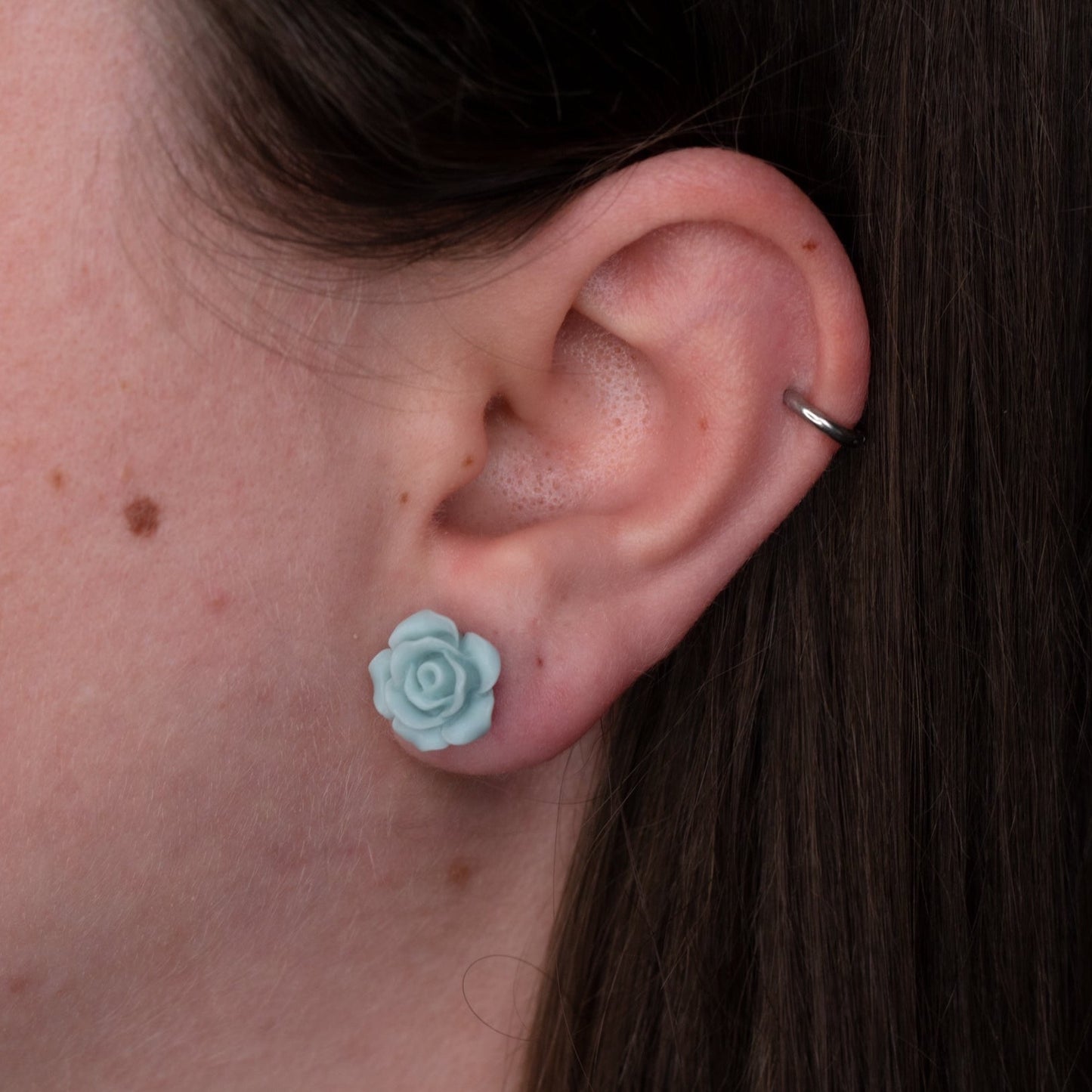 Matte Mint Rose Stud