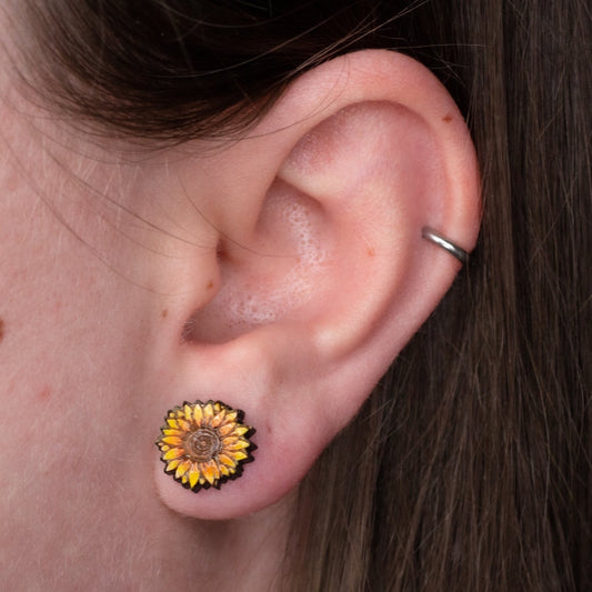 Sunflower Wooden Studs