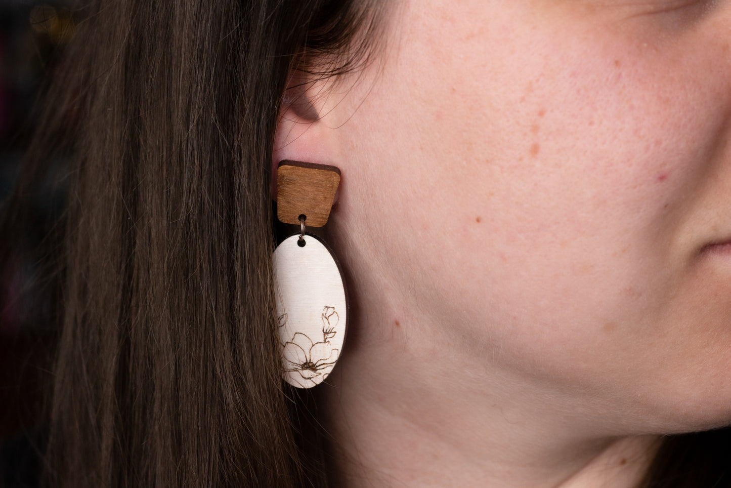 Whitewash Magnolia Wooden Earrings