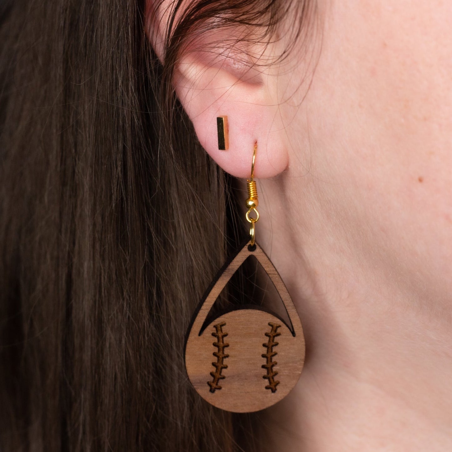 Engraved Baseball Earrings