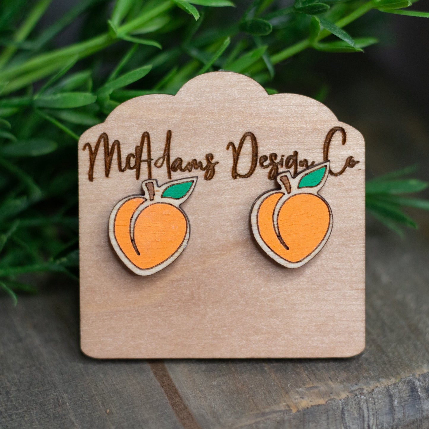 Peach Wooden Studs