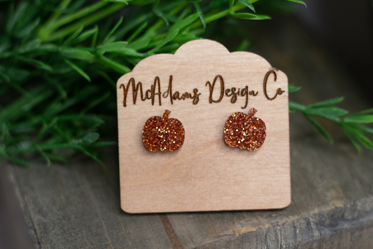 Orange Glitter Pumpkin Acrylic Studs