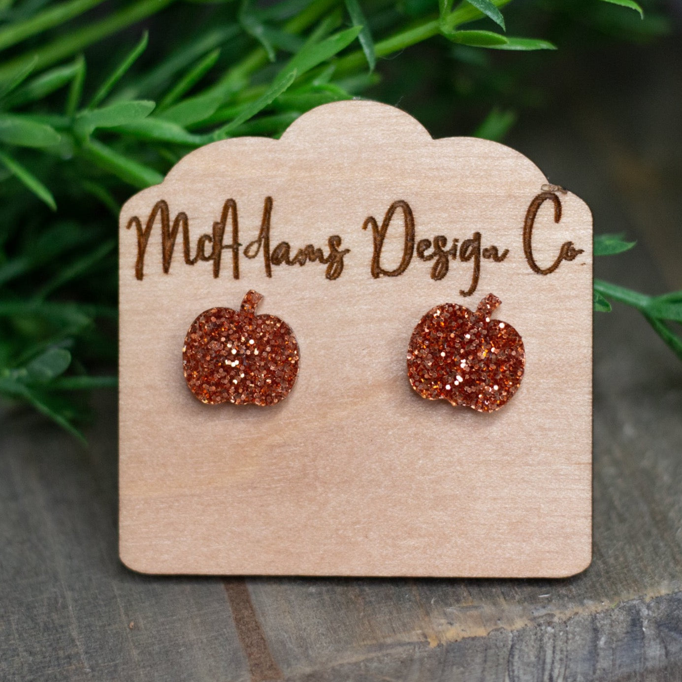 Orange Glitter Pumpkin Acrylic Studs