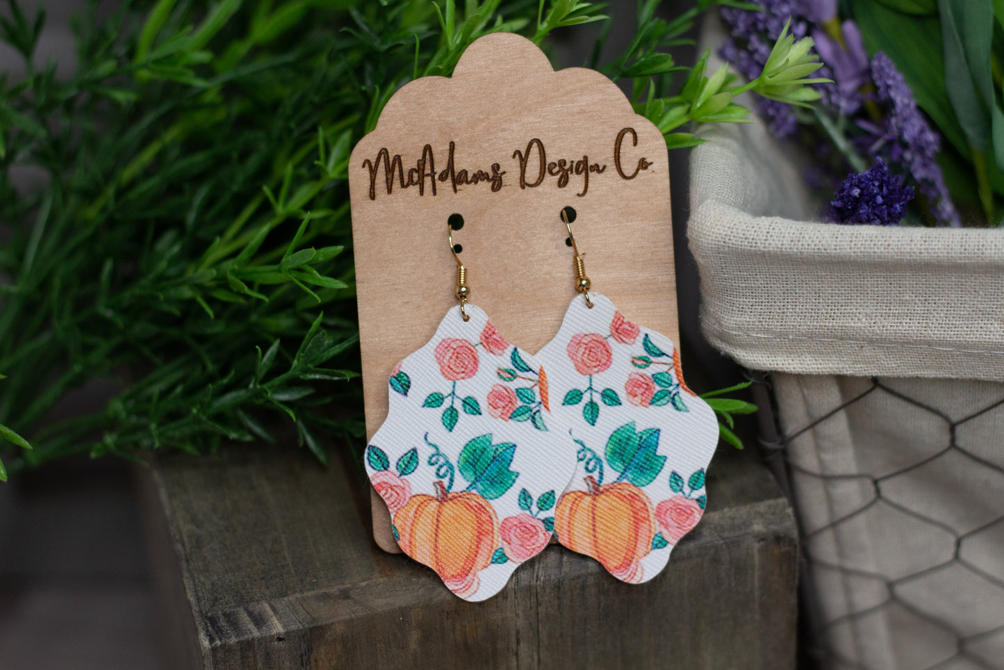 Pumpkin Scallop Cut Leather Earrings