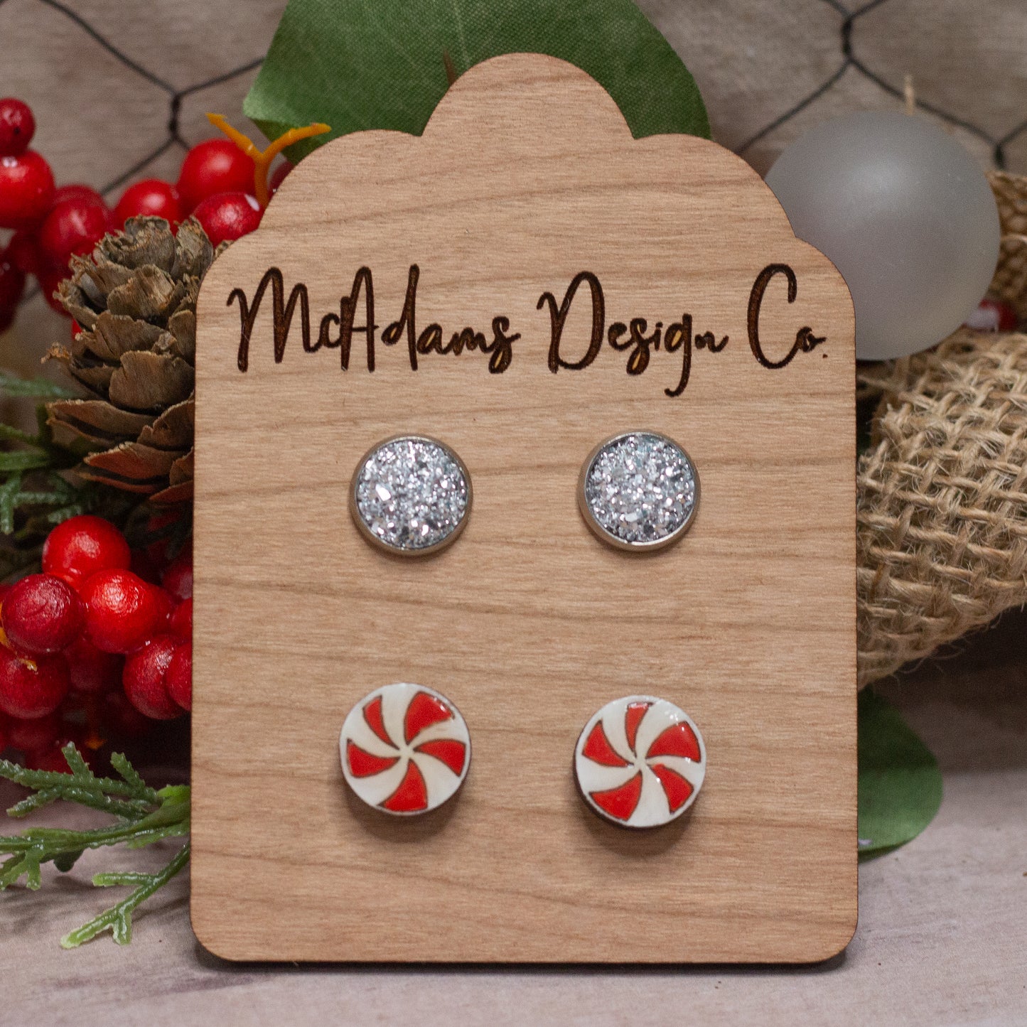 Peppermint Kisses Stud Set