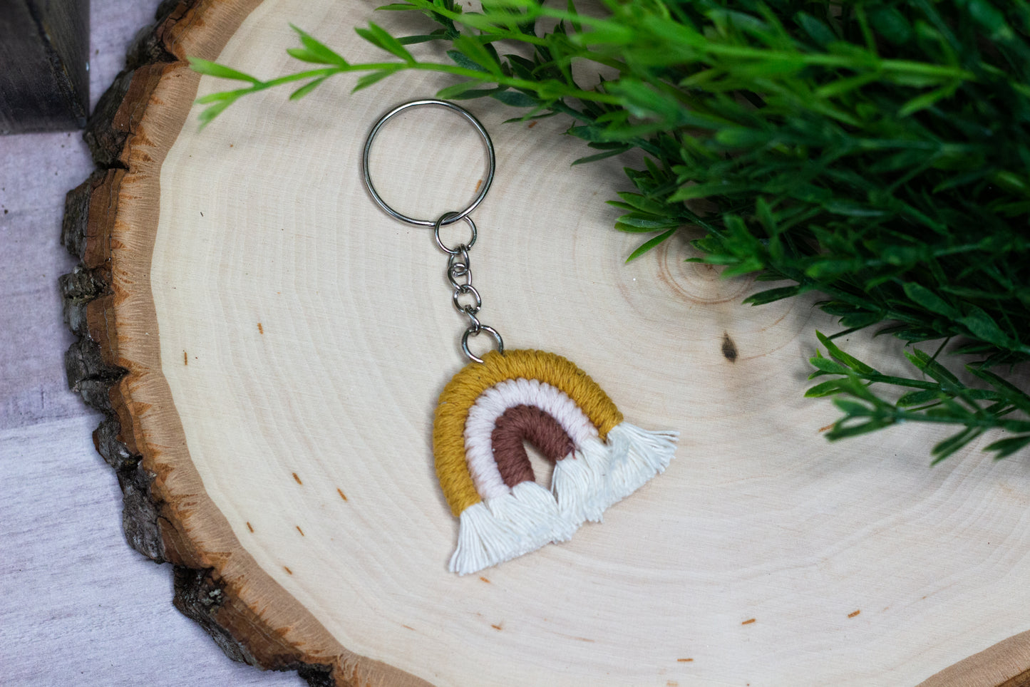 Macrame Rainbow Keychain