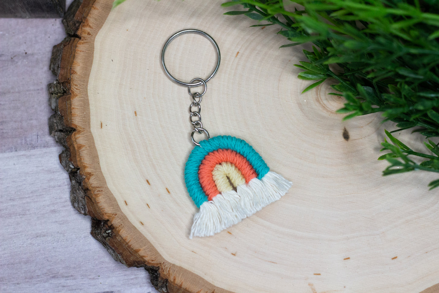 Macrame Rainbow Keychain
