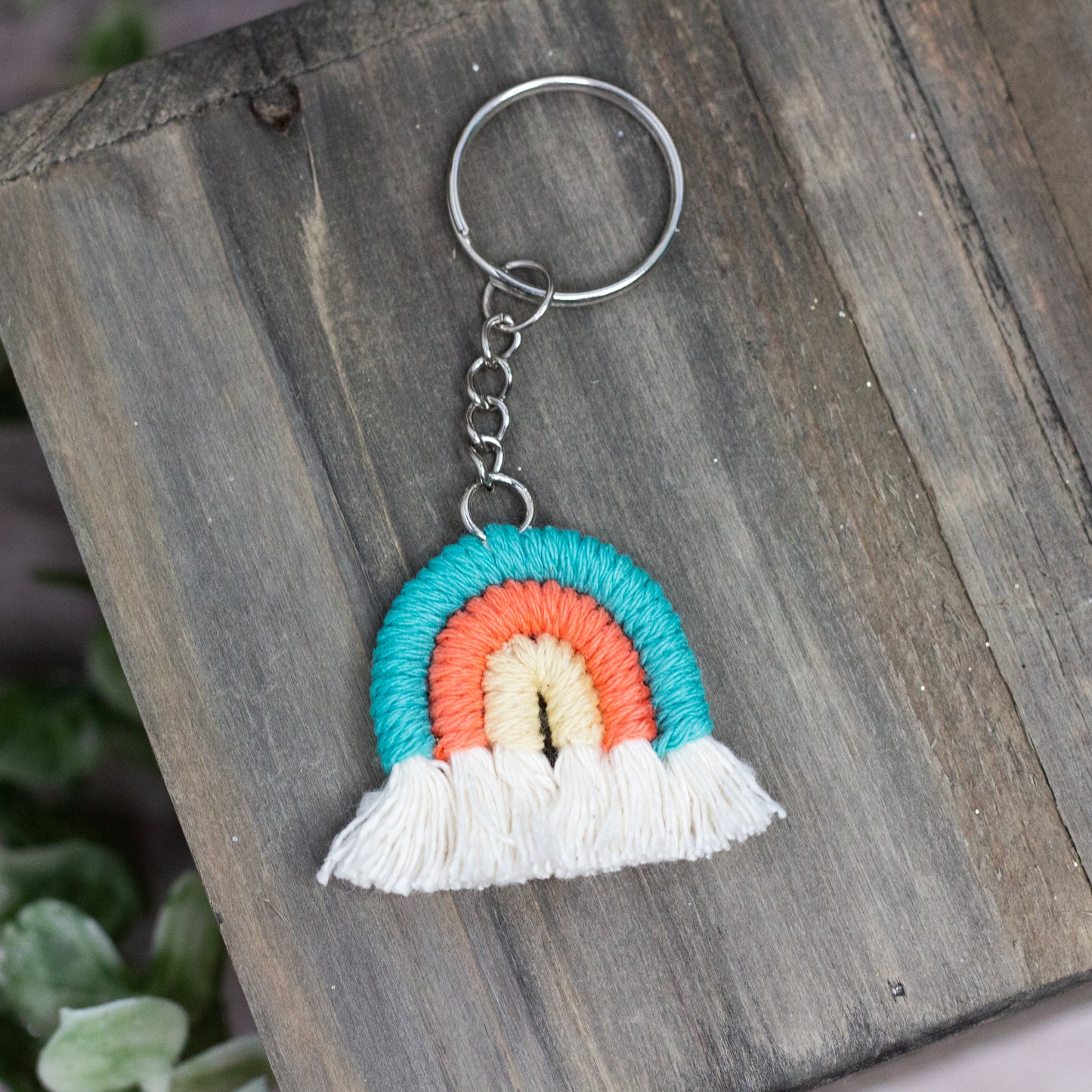 Macrame Rainbow Keychain