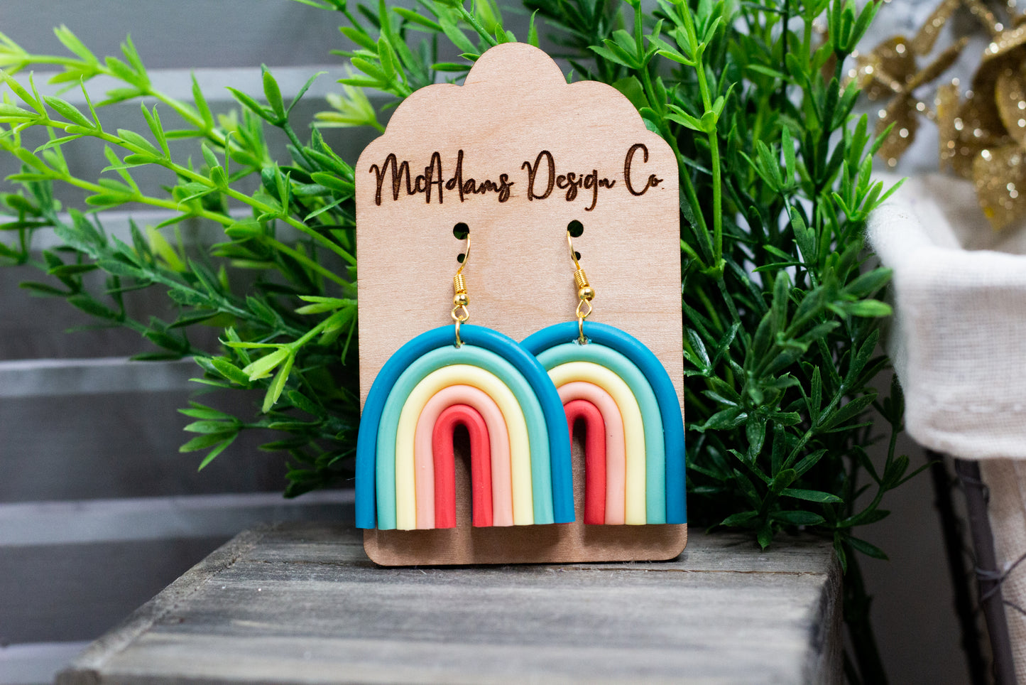 Polymer Clay Retro Rainbow Earrings